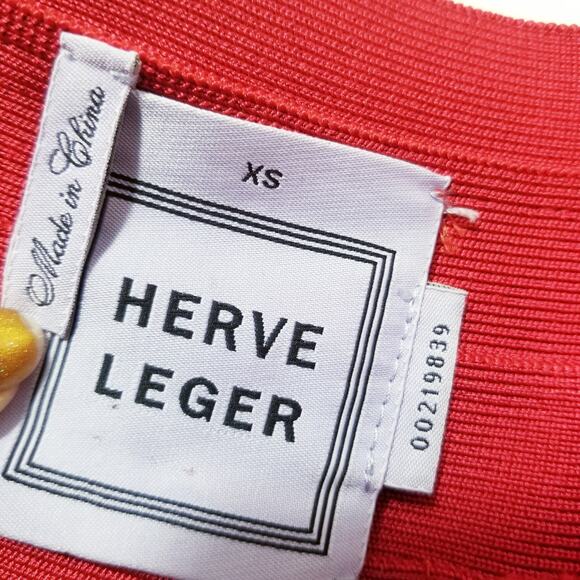 Herve Leger Candice Red Lipstick Dress Bodycon - Picture 3 of 14